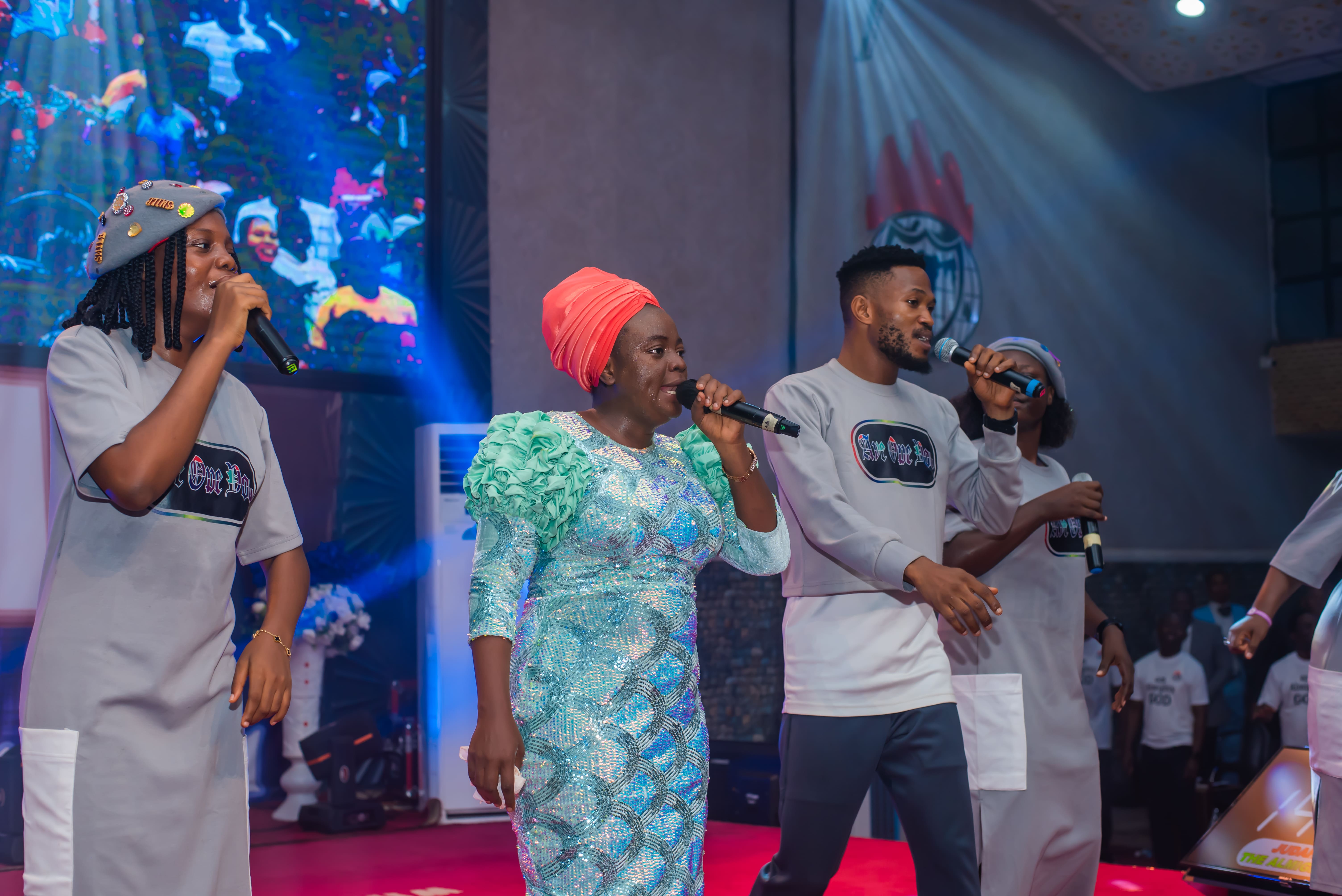 Worship team on stage